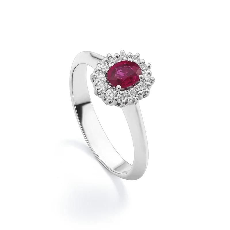 Golay anello con rubino ovale 6x5 e diamanti a contorno ACL121DIRU56-25143110318