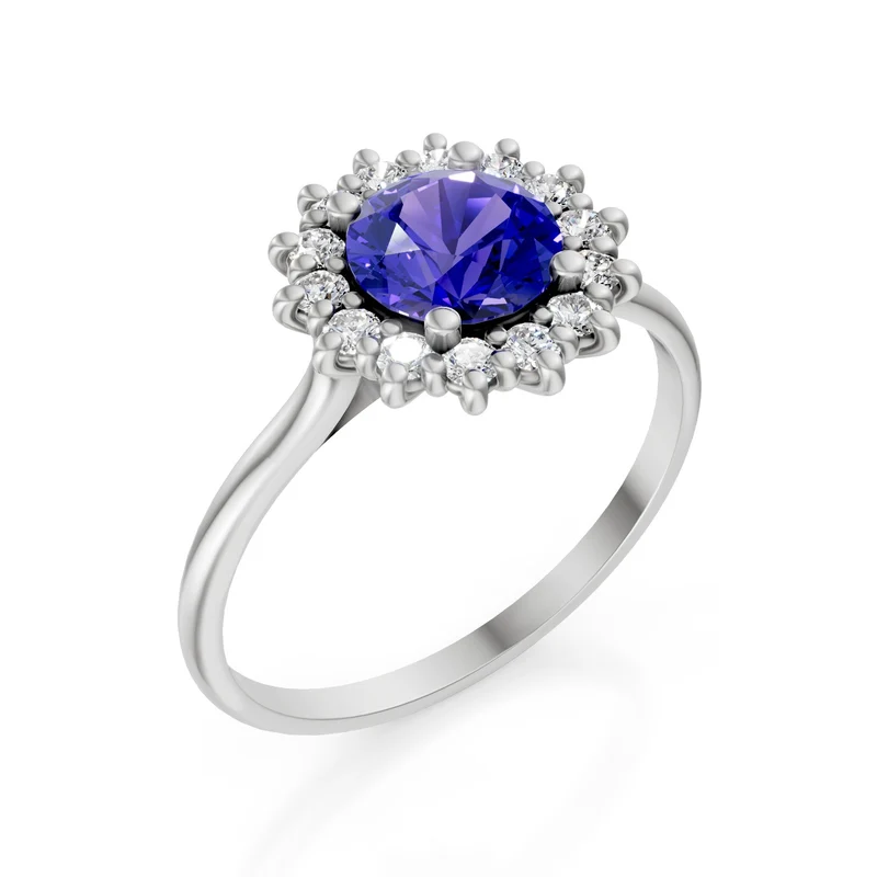 Golay anello tanzanite 6x6 round e cont. diamanti ACL118DITZ-25065110072