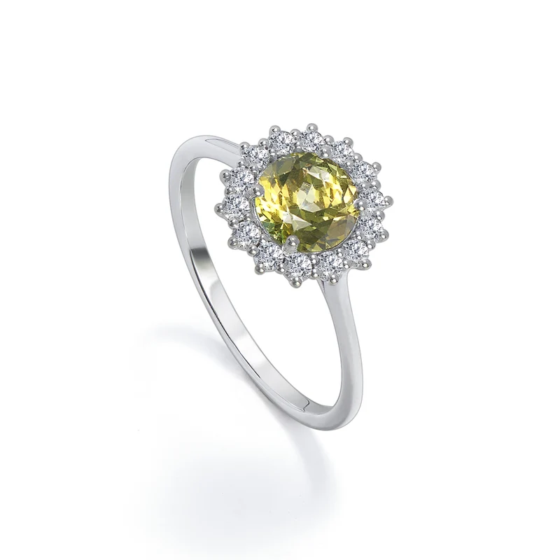 Golay anello peridoto round 6x6 con contorno diamanti ACL118DIPE-22304110043