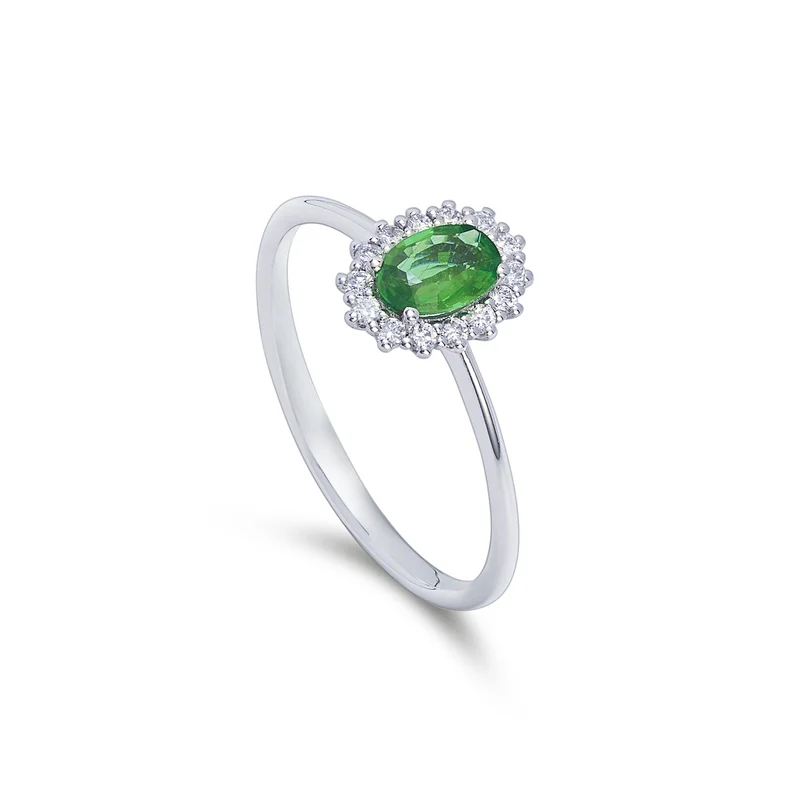 Golay anello smeraldo trapezi laterali e diamanti ACL117DISM-25016110057