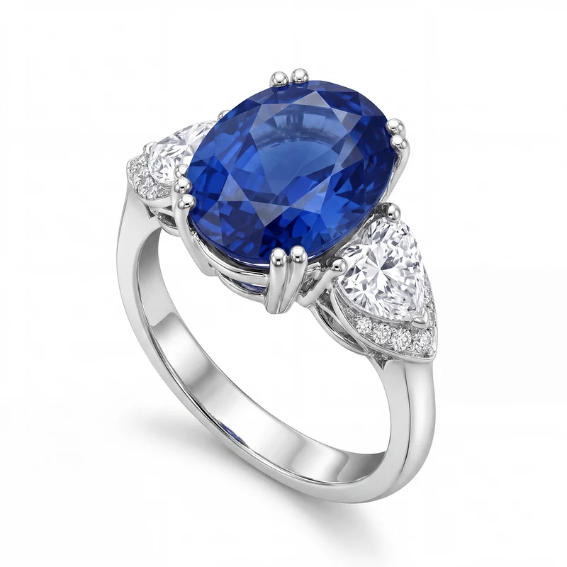 World Diamond Group anello zaffiro cuori laterali e diamanti ACL115DIZB-22017110043