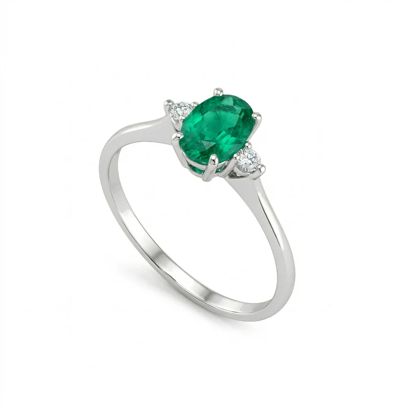 Golay anello con smeraldo ovale ct.0,45 mis.6x4 e diam ACL092DISM1-25293110069