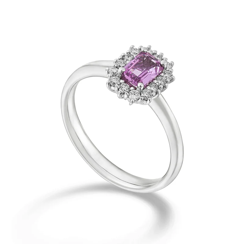 Golay anello zaff pink ottagonale 6x4 e cont 14 pietre ACL058DIZP64-14-24194110031