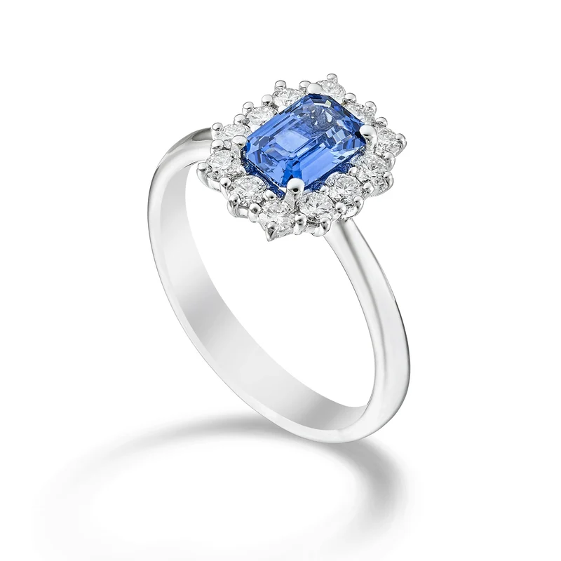 Golay anello zaffiro 7x5 ottagonale e contorno 12 pietre ACL058DIZB2-26181110072