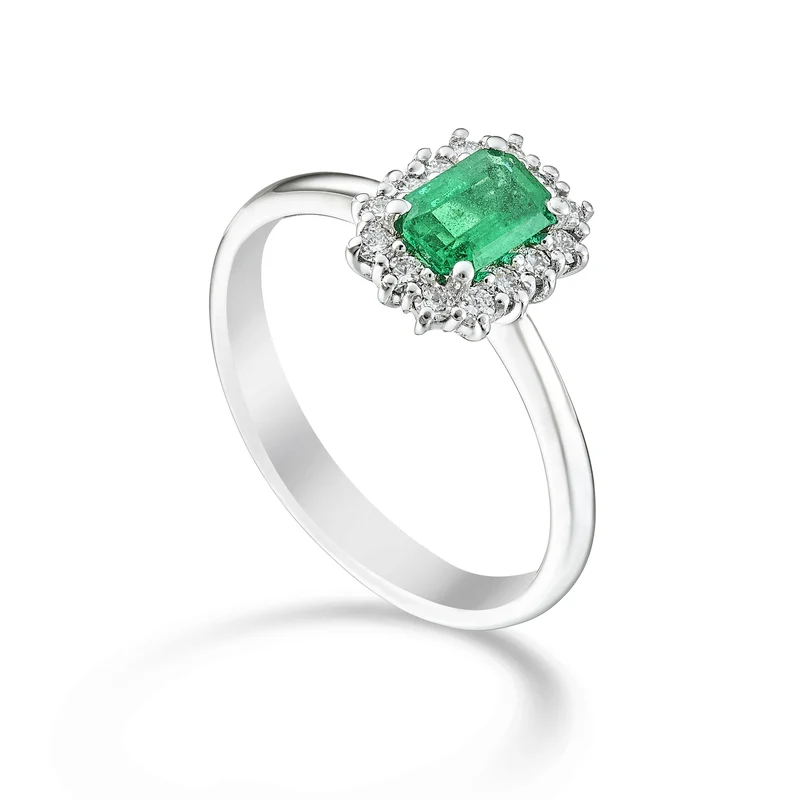 Golay anello smeraldo ottagonale 6x4 e cont 14 pietre ACL058DISM64-23300110087