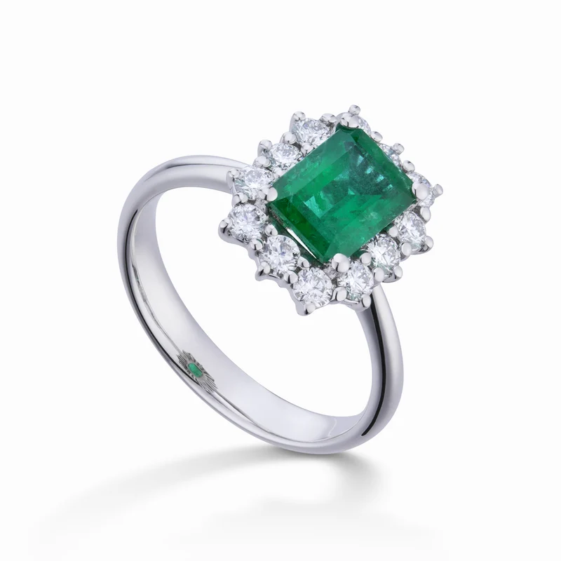 Golay anello smeraldo ottagonale 6x8 e cont 12 pietre ACL058DISM3-22136110017