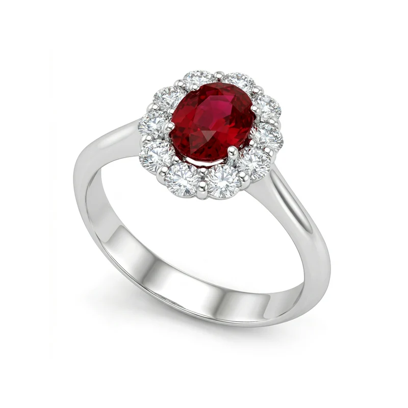 Golay anello rubino ovale 7x5 e diamanti ACL045DIRU-25317110118