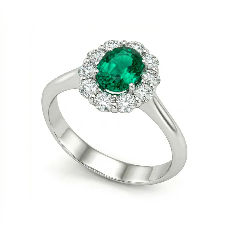 Golay anello smeraldo ovale 6x8 e diamanti ACL044DISM-22035110096