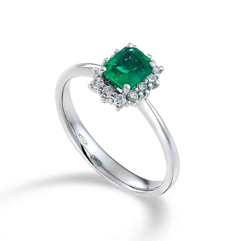 Golay anello smeraldo ottagonale 5x6 e diamanti ACL026DISM-21363110004