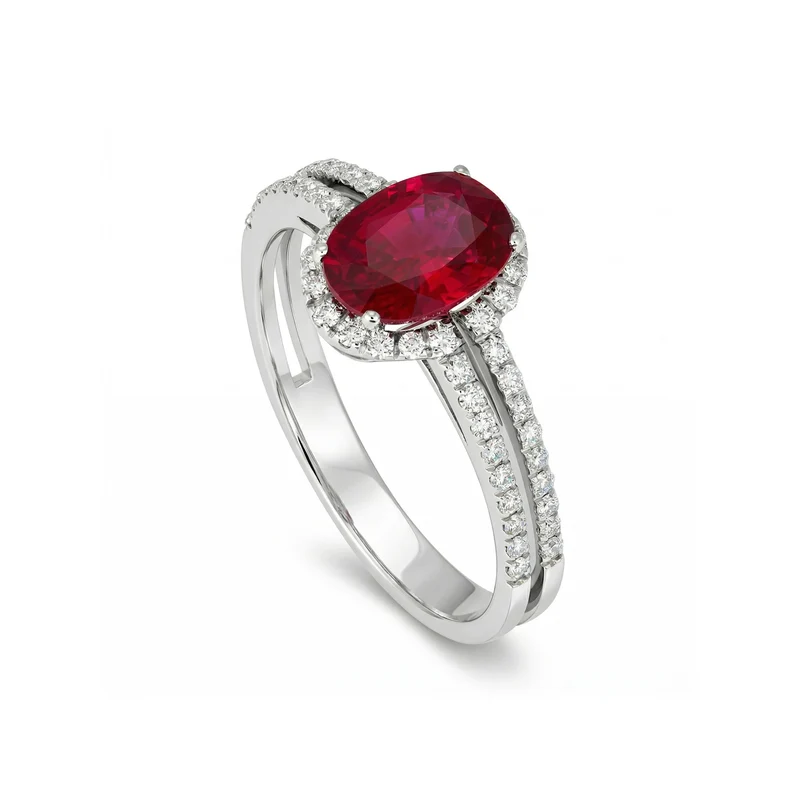 Golay anello rubino ovale 5x7 e diamanti ACL016WDIRU-17170110026