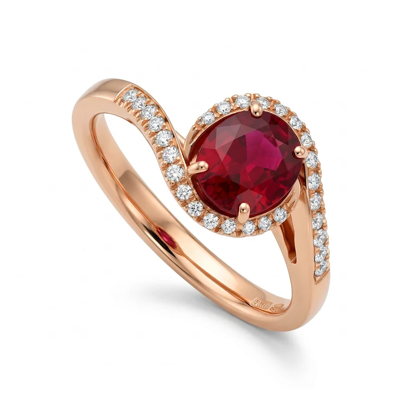 Golay anello rubino ovale 6x5 e diamanti+ gambo oro rosa ACL014WDIRUR-16180110014