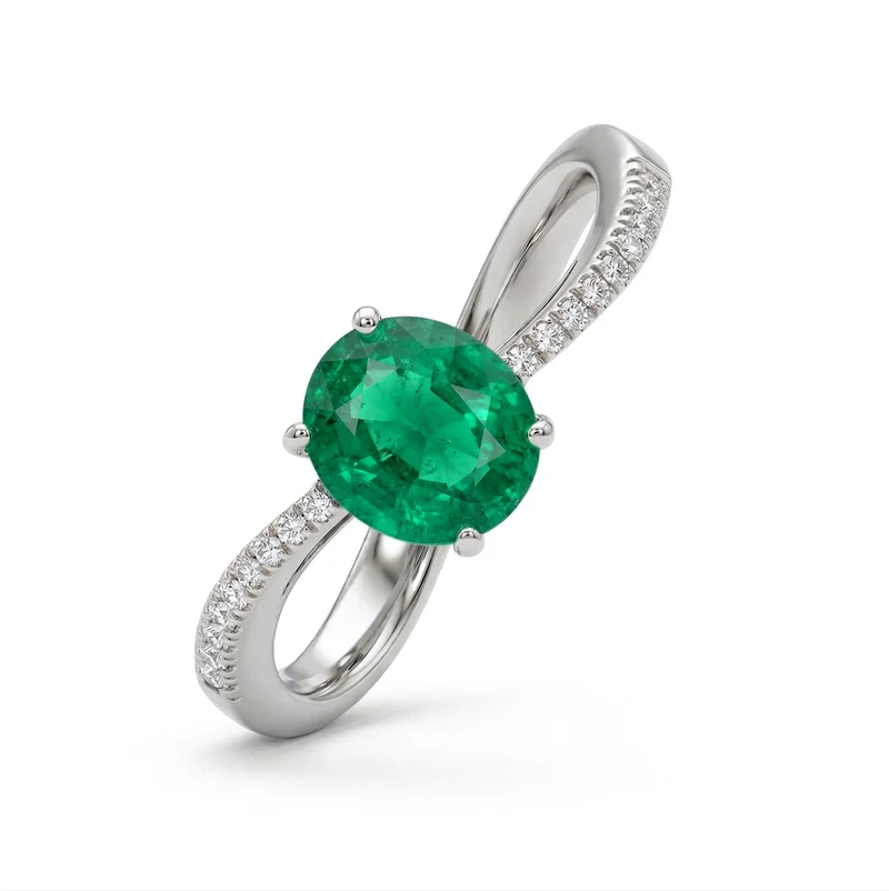 Golay anello smeraldo ovale 5x7 e diamanti ACL013WDISM-16180110024