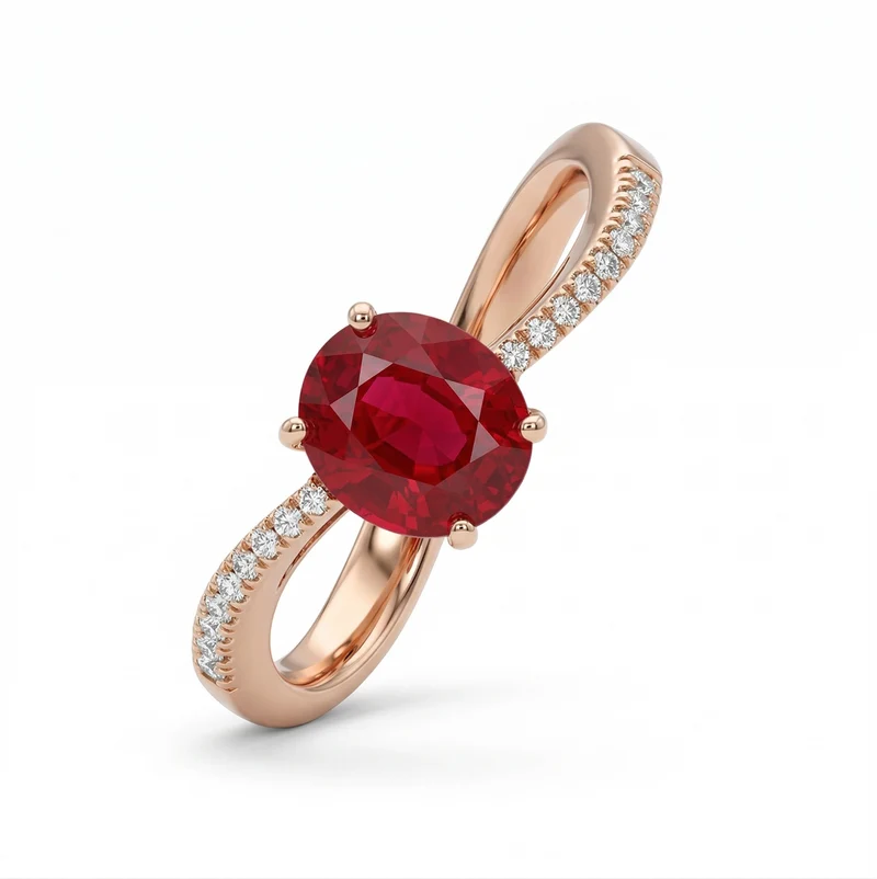 Golay anello rubino ovale 5x7 e diamanti ACL013WDIRUR-16180110022