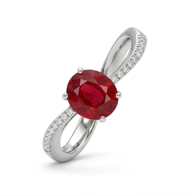 Golay anello rubino ovale 5x7 e diamanti ACL013WDIRU-17318110154
