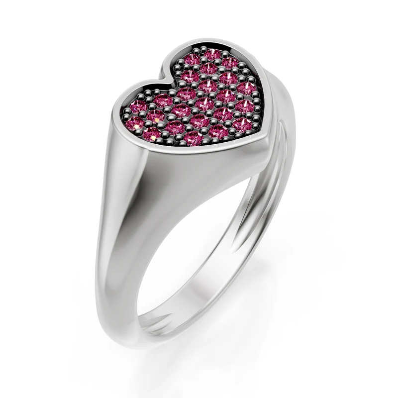 World Diamond Group anello mignolo cuore mis10 con z.pink oro bianco ACH004ZPB