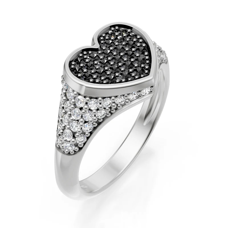 World Diamond Group anello mignolo cuore mis10 pave d.bk+d.bianchi ob ACH004DIBKPB-24052110213