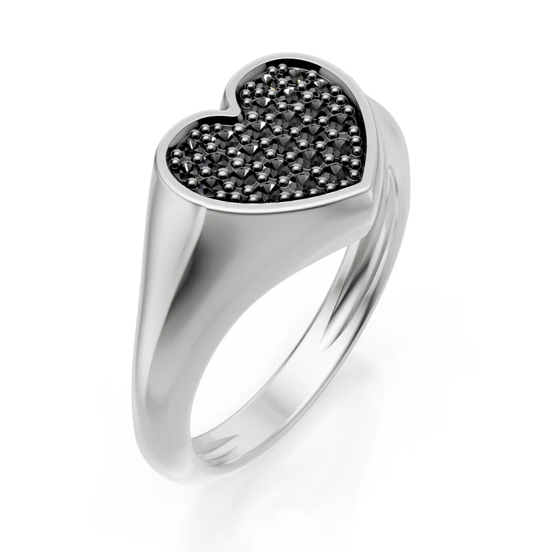 World Diamond Group anello mignolo cuore mis10 con d.black oro bianco ACH004BKB
