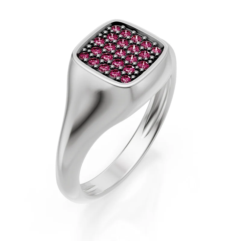 World Diamond Group anello mignolo quadrato mis10,z.pink oro bianco ACH003ZPB