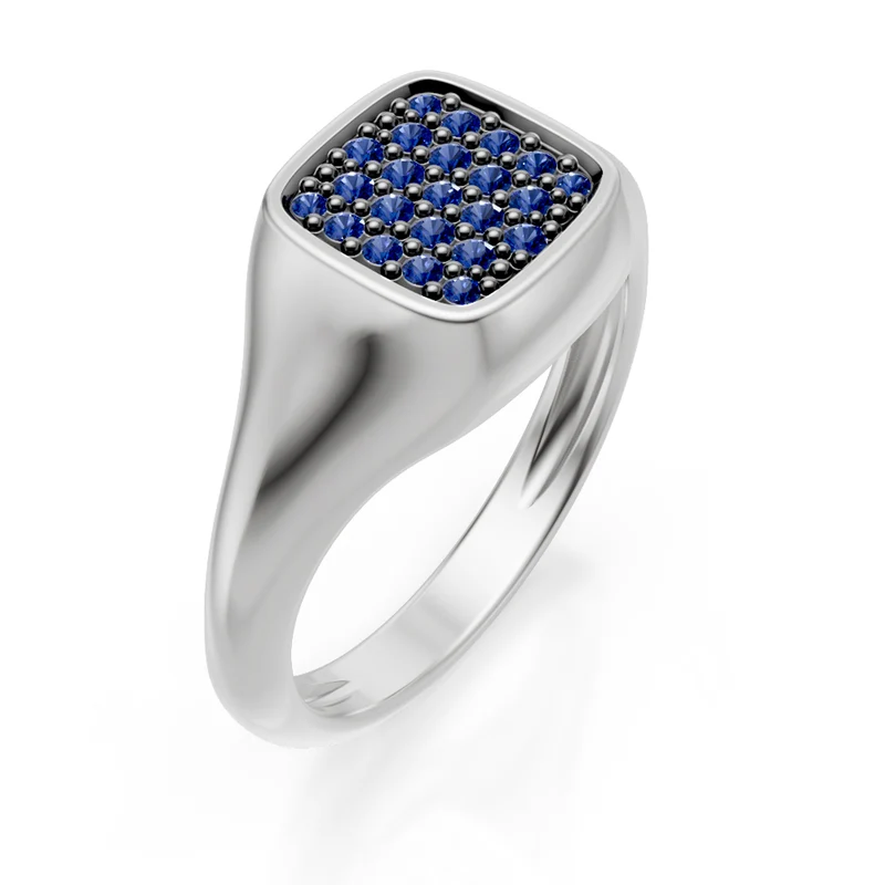 World Diamond Group anello mignolo quadrato mis10,zaffiri oro bianco ACH003ZBB