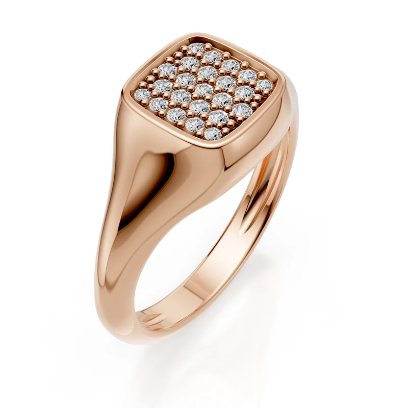 World Diamond Group anello mignolo quadrato mis10, diamanti oro rosa ACH003DIR-24099110197