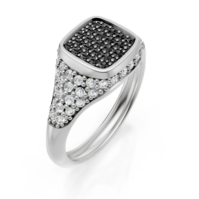 World Diamond Group anello mignolo quadrato mis10 pave d.bk+d.bian ob ACH003DIBKPB-24296110044