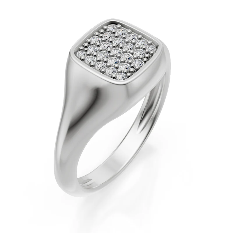 World Diamond Group anello mignolo quadrato mis10, diamanti oro bianco ACH003DIB-24128110004