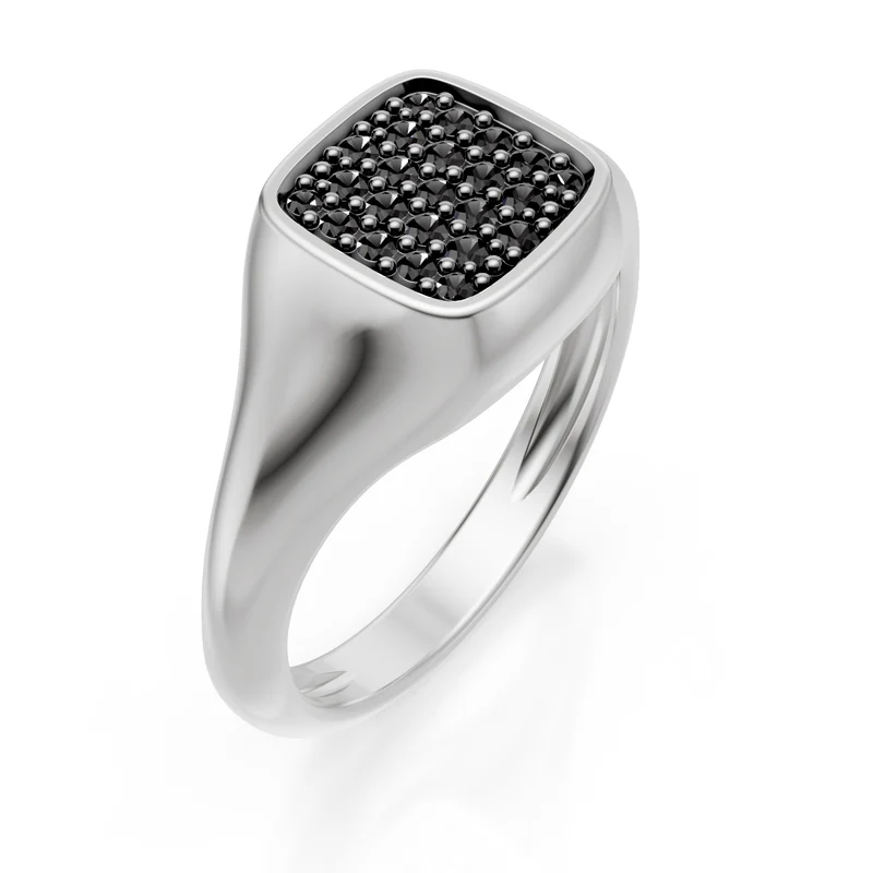 World Diamond Group anello mignolo quadrato mis10, d.black oro bianco ACH003BKB