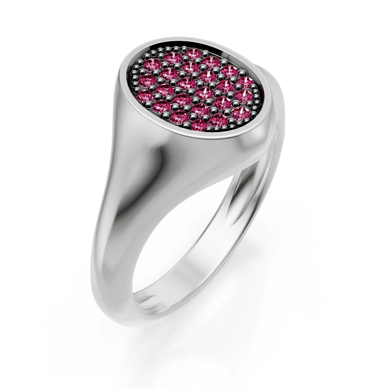 World Diamond Group anello mignolo ovale mis10 con z.pink oro bianco ACH002ZPB