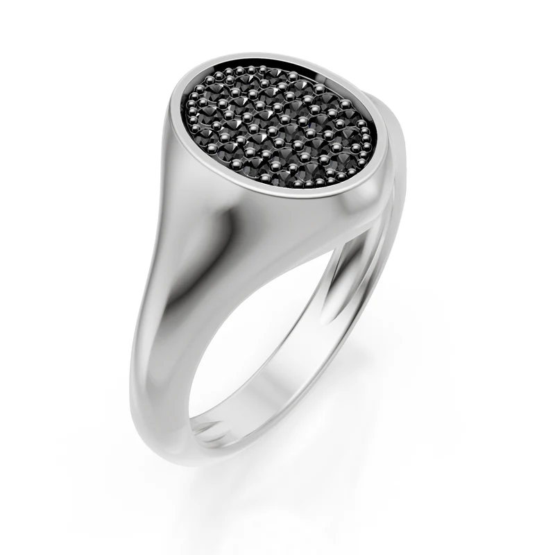 World Diamond Group anello mignolo ovale mis10 con d.black oro bianco ACH002BKB