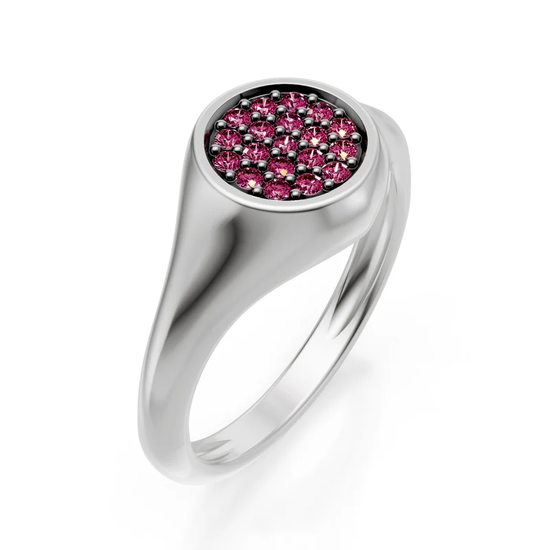 World Diamond Group anello mignolo tondo mis10 con z.pink oro bianco ACH001ZPB