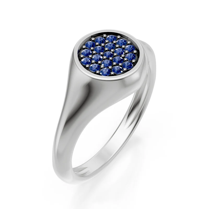 World Diamond Group anello mignolo tondo mis10 con zaffiri oro bianco ACH001ZBB