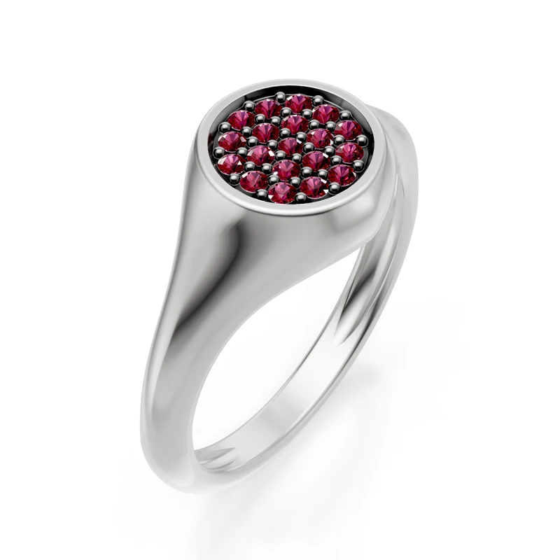 World Diamond Group anello mignolo tondo mis10 con rubini oro bianco ACH001RUB