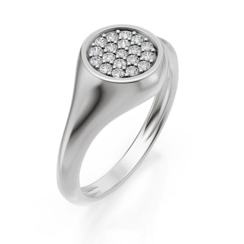 World Diamond Group anello mignolo tondo mis10 con diamanti oro bianco ACH001DIB-24046110089
