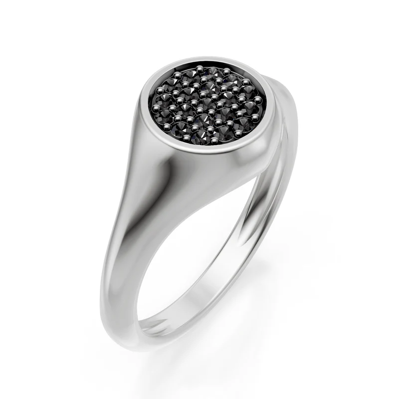 World Diamond Group anello mignolo tondo mis10 con d.black oro bianco ACH001BKB