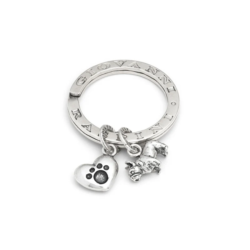 Giovanni Raspini portachiavi bulldog francese e love Portachiavi in Argento 925 X01411