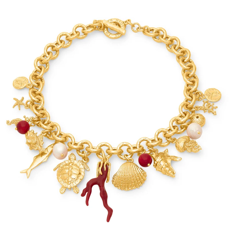 Giovanni Raspini collana mistral Collana placcata oro 18 kt con perle naturali e corallo in resina N0073