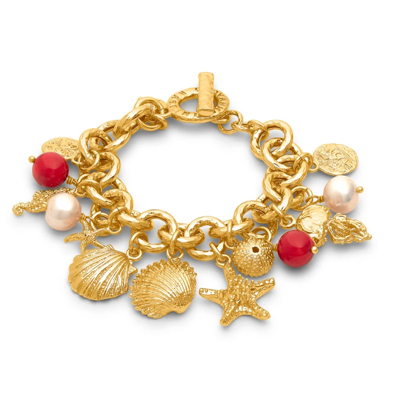 Giovanni Raspini bracciale mistral Bracciale placcato oro 18 kt con perle naturali e corallo in resina N0074