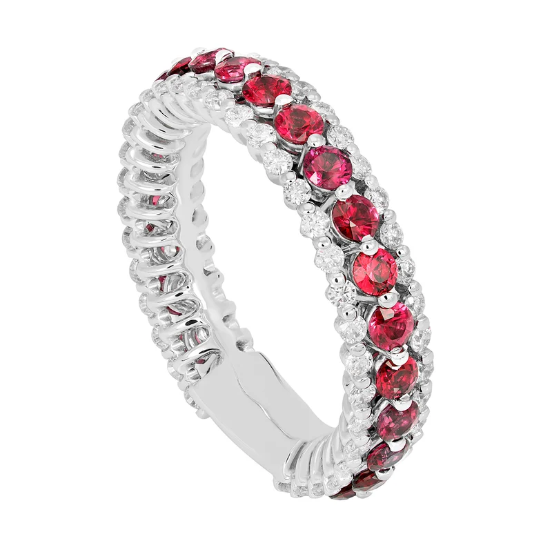 Golay anello multifila 3 file diamanti e rubini ABE1034-0523R-11334110007