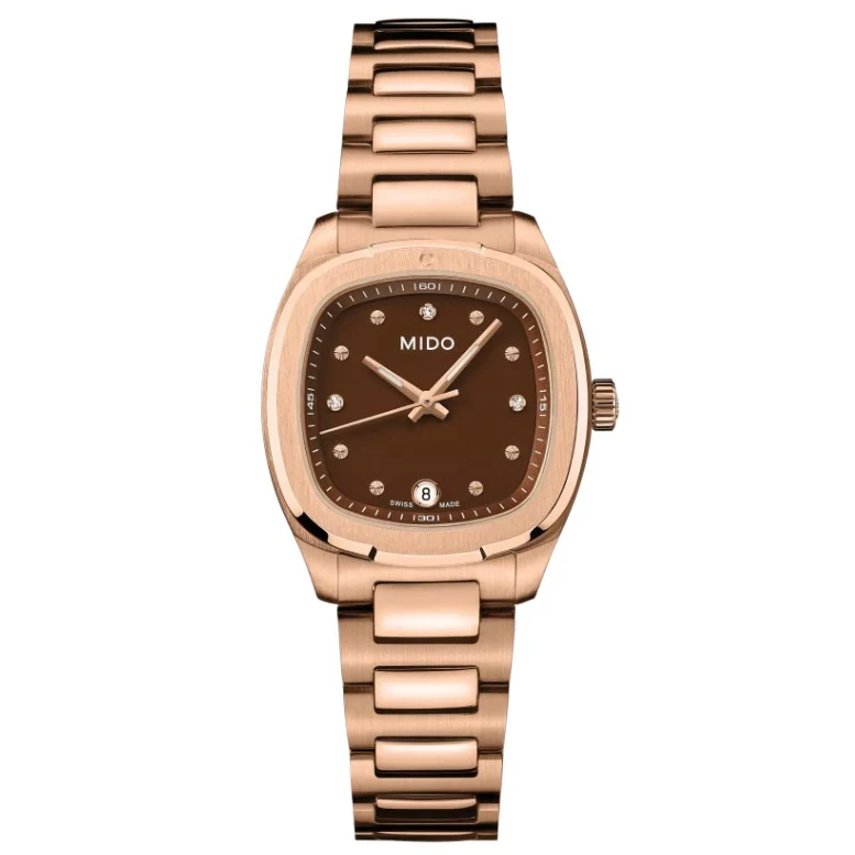 Mido Multifort TV 28mm marrone quarzo acciaio finitura PVD oro rosa M049.110.33.296.00