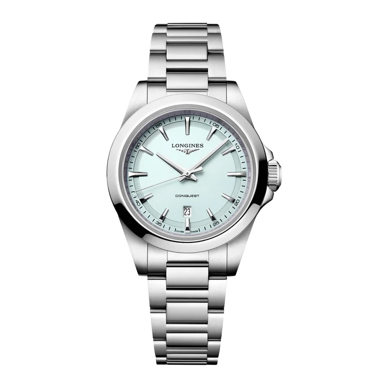 Longines orologio Conquest 30mm blu menta quarzo acciaio L3.350.4.92.6