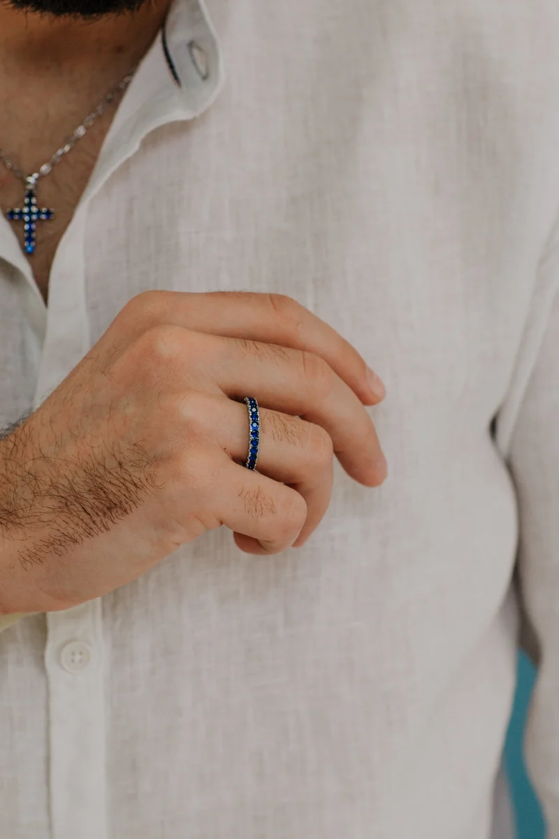 Comete Anello in Argento e zirconi blu UAN124XL