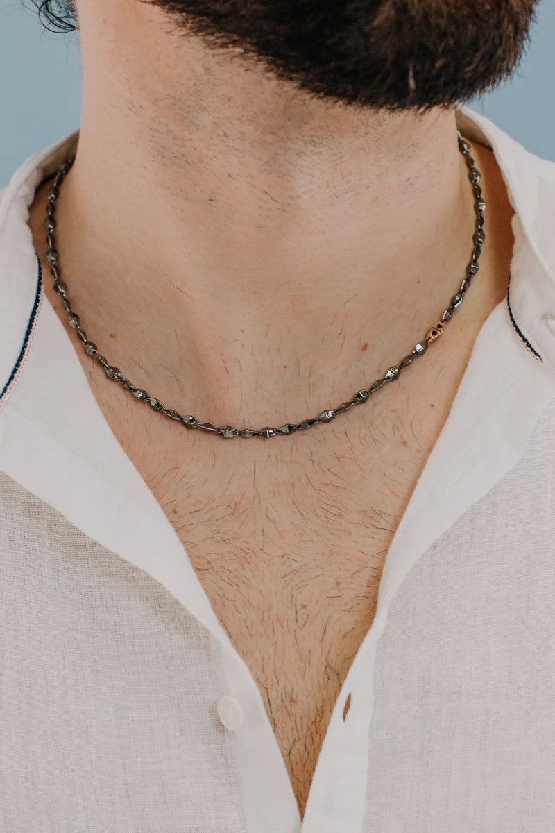 Comete Collana in Argento rosè e brunito con zirconi UGL699