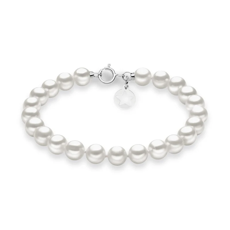 Comete Bracciale in Oro bianco 375‰, Perle e Charm Stella in Argento KBRQ111AM