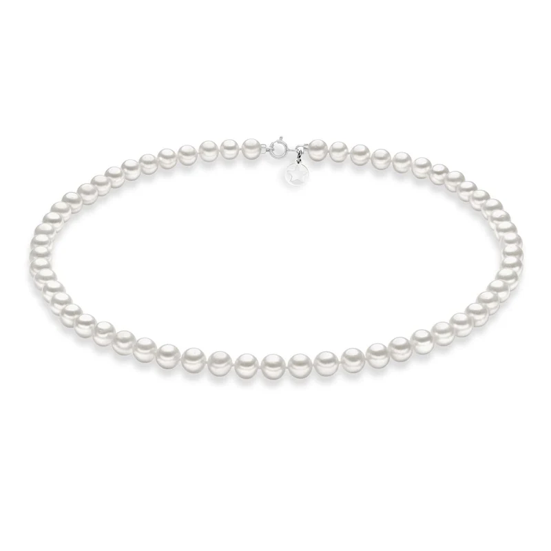 Comete Girocollo in Oro bianco 375‰, Perle coltivate e Charm Stella in Argento KFWQ104AM45