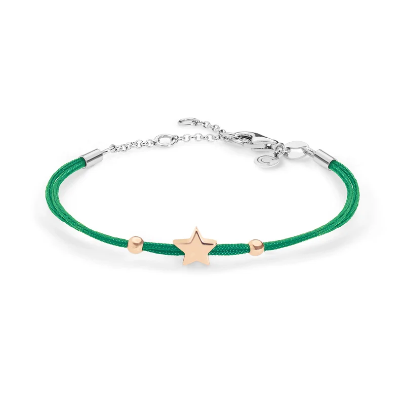Comete Bracciale Stella in argento cordino verde BRA157