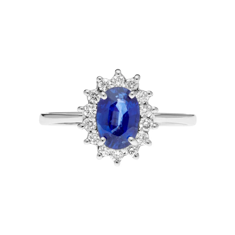 Comete Anello in Oro Diamanti e Zaffiro blu ovale ANB2569