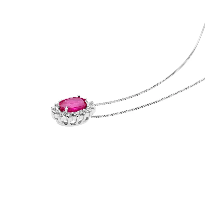 Comete Collane in Oro Diamanti e Rubino ovale GLB1565