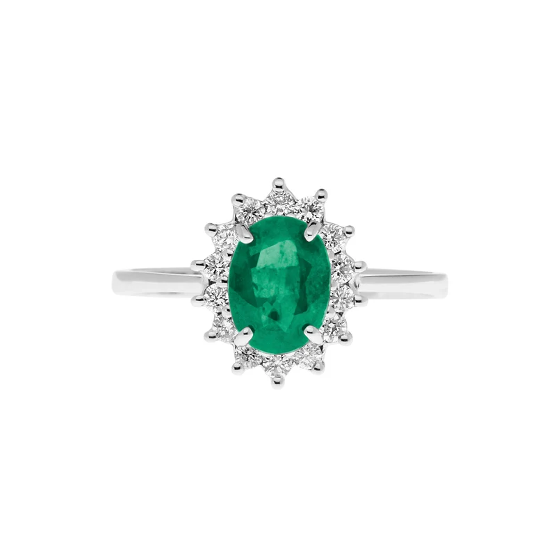 Comete Anello in Oro Diamanti e Smeraldo ovale ANB2571S3