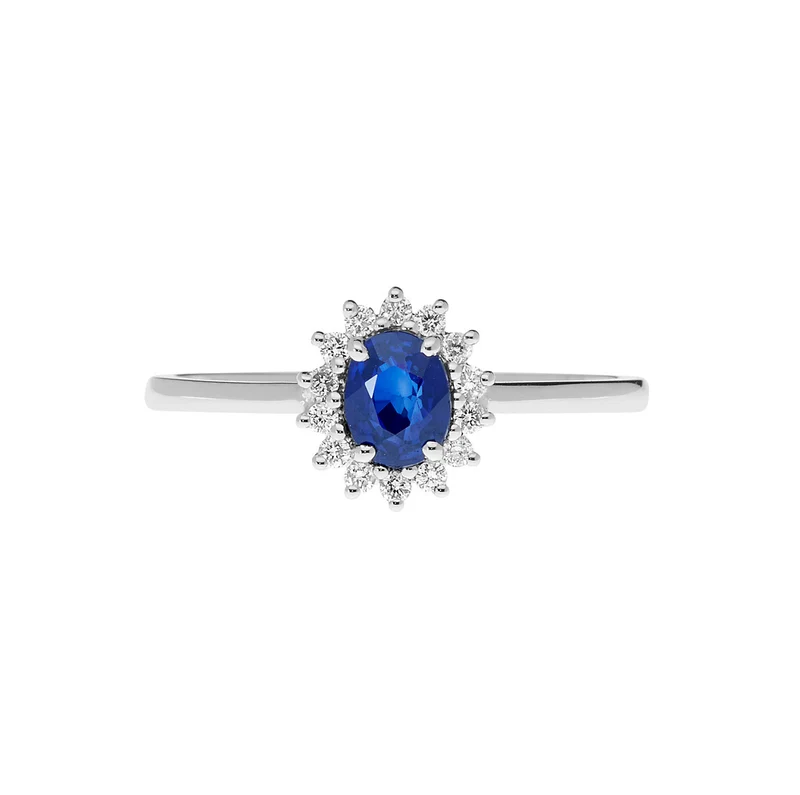 Comete Anello in Oro Diamanti e Zaffiro blu ovale ANB2572