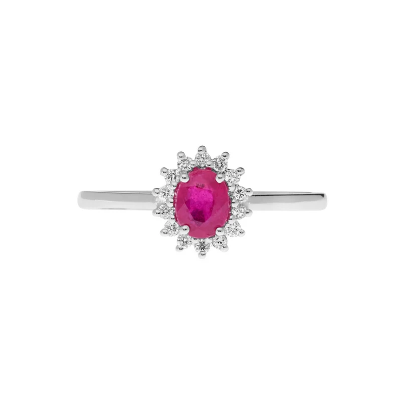 Comete Anello in Oro Diamanti e Rubino ovale ANB2573